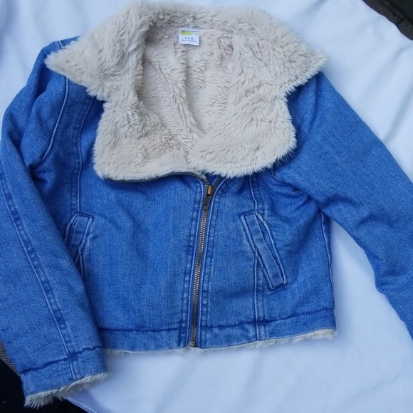 girls fur lined denim jacket